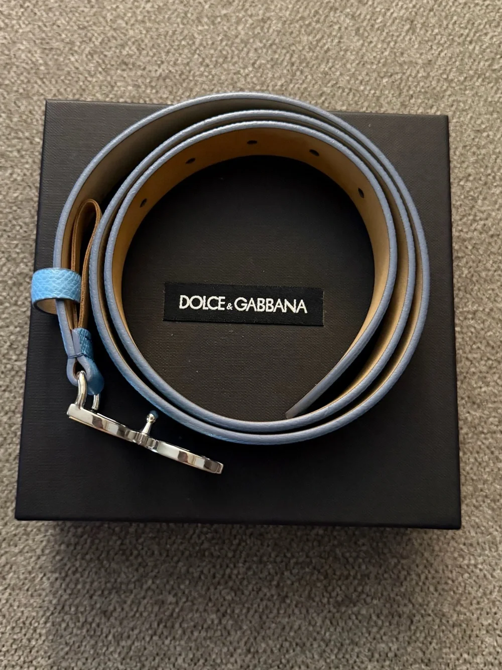 D&G Blue Leather Belt w/ Box and Dust Bag 32”-35.5”
